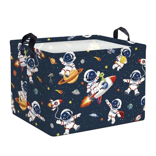 Space Rockets Laundry Hamper Cartoon Astronaut Large Storage Basket Planet Collapsible Parents Organizer Boys Clothes Toy Bins for Bedroom, Bathroom, Alien, 36L - color: Alien, size: 36L