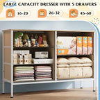 WLIVE Dresser for Bedroom with 5 Drawers, Wide Chest of Drawers for Bedroom, Fabric Dresser for Living Room, Closet, Hallway, Cream White - color: Cream White