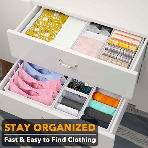 SpaceAid Drawer Organizer Clothes, 12 Pack Dresser Organizer Bins for Nursery, Closet Organization and Storage Dividers for Clothing, Baby Clothes, Underwears, Socks (White) - color: White, size: 12 Pack