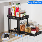 BOIVSHI Pull Out Spice Racks for Inside Cabinets, 2-Tier Cabinet Spice Rack Organizer, Height Adjustable Vertical Spice Rack for Kitchen Cabinet (7.5''Wx10.8''Dx9.2''H, Metal Black) - size: 7.5''Wx10.8''Dx9.2''H,2 Tier