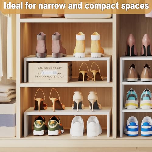 X-cosrack 3-Tier Shoe Rack for Closet, Shoe Organizer for Front Door Entrance Expandable Shoe Shelf, Stackable Iron Shoe Storage Shelves for Closets, Entryway, Hallway, Garage,White - size: 1 Pack 3 Tier