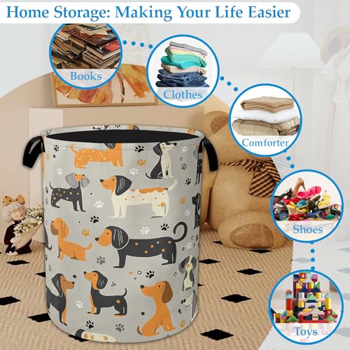 Dachshund Dog Laundry Basket Collapsible Laundry Hamper Clothes Toy Storage Bin for Bathroom Bedroom Room Decor 16" X 20.8" - color: Dachshund Dog