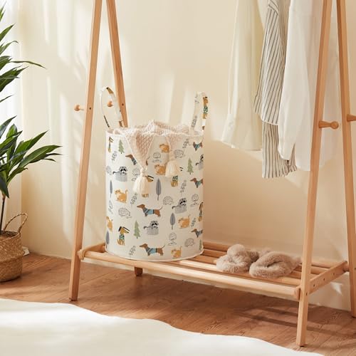 TECHMILLY Large Storage Basket for Girls and Boys, Collapsible Laundry Hamper with Long Handles, Toy Bins for Nursery, Kids Room Décor (Cartoon Animal) - color: Cartoon Animal, size: 1 Pack