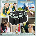 SCAVATA Wearable Cleaning Caddy, Cleaning Caddy Supplies Organizer with Handle & Shoulder Straps for Housekeepers, Under Sink & Car Cleaning Tool Organizers Bag with 4 Foldable Divider (Celadon) - color: Celadon