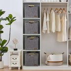 KAKAMAY Collapsible Cube Storage Bins 13x15x13 Inches Dark Grey 2-Pack, Foldable Fabric Organizer Baskets with Wooden Handles for Kallax Shelves, Living Room, Bedroom, Nursery, Closet, Toys, Clothes - color: Dark grey