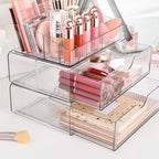 Vtopmart 5 Tier Clear Makeup Organizer with Drawer, Cosmetic Storage for Dresser Countertop and Bathroom Vanity, Beauty Holder for Lipstick Brush Skincare - style: 5 Tier