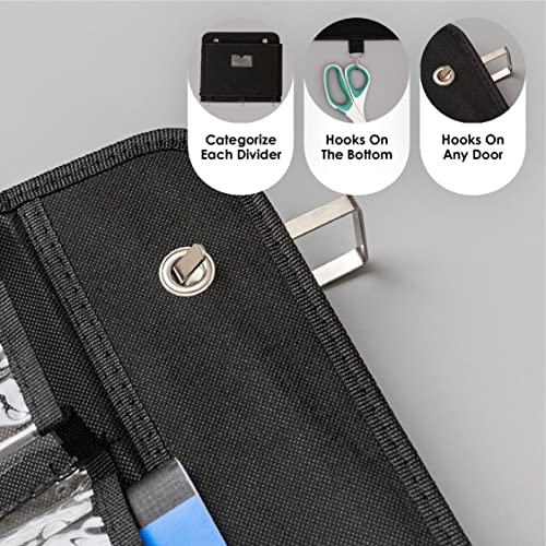 Wall File Organizer For Over the Door Hanger Document Rack with 5 File Pockets | Multipurpose Sorter for Papers & Magazines | Heavy-Duty Wall File Folders for Office Classroom & Home Organization