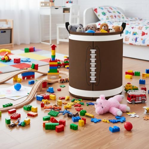Baby Laundry Basket Baby Nursery Hamper Kids Laundry Basket Toy Storage Bin for Boys Room Decor Gift Baskets for Bedroom Bathroom(Football) - color: Football