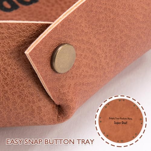Faux Leather Valet Tray for Men, Catch-All Tray Empty Dad's Pocket for Nightstand Entryway Table, Dump Holder Everyday Carry Organizer for Wallet Keys Watch, Brown - color: Brown
