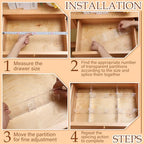 45 Pcs Adjustable Clear Drawer Dividers with Fixed Buckle DIY Plastic Drawer Organizer Box Dividers Back to School Gift for Sock Underwear Makeup Kitchen Bedroom Dresser Office Storage(Clear)
