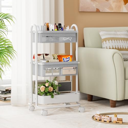 Modanais Baby Diaper Caddy Organizer Cart - 3 Tier Rolling Storage Cart with Wheels, Baby Essentials for Nursery Storage, Detachable Dividers - for Crib, Bedroom, Art & Craft Organizer (Light Gray) - color: Light Gray