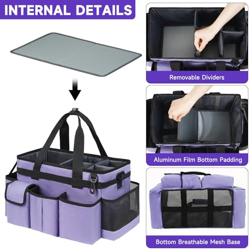 Cleaning Caddy,Cleaning Bag for Housekeepers,Cleaning Supplies Organizer with Handle,Purple - color: Purple, size: Medium