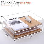HeZone Paper Organizer, 2 Tier Stackable A4 Size Acrylic Letter Tray, Office/Home/School Organization - Clear - style: 2-layer horizontal tray