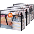 Lifewit 3 Pack Clear Clothes Storage Bags, 95L Plastic Blanket Storage Bag, Vinyl Foldable Moving Bags with Zipper, Closet Organizers and Storage Containers for Bedding, Duvet, Comforter - size: 95L