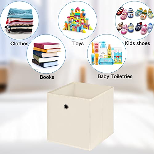 Fabric Cubes Storage Containers ,11 Inch Cloth Storage Cube Foldable Storage Bins Cubes Organizer Baskets with Handles for Shelf,Closet,Nursery,Set of 1,(Creamy-White) - color: Creamy-White, size: 1 pack