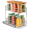 Pull Out Cabinet Organizer for Spices, Cans - Heavy Duty with Lifetime Limited Warranty- Pull Out Spice Rack- Cabinet Pull Out Shelf for Cans,Dishes, Etc, 4-1/2"W x 10-3/8"D x 8-7/8H, Chrome - size: 4.5 Inch - Double