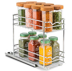Pull Out Cabinet Organizer for Spices, Cans - Heavy Duty with Lifetime Limited Warranty- Pull Out Spice Rack- Cabinet Pull Out Shelf for Cans,Dishes, Etc, 4-1/2"W x 10-3/8"D x 8-7/8H, Chrome - size: 4.5 Inch - Double
