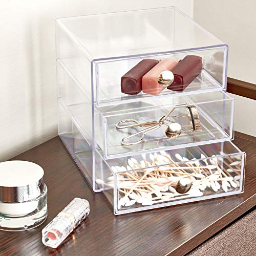 iDesign 3-Drawer Stackable Makeup Organizer - Clear Plastic Drawers for Bathroom, Vanity, or Desk - color: Clear, style: Pack of 1