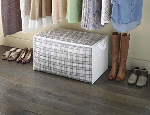 Whitmor Zippered Jumbo Storage Bag, Extra Large 34 Gallon (29"x17.5"x15.5"), Breathable Non-Woven Organizer with Clear Window, Big Moving Bag for Blankets, Clothing, Closet Organization, White - size: 1 EA