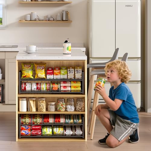 3 Tier Stackable Can Rack Organizer for Pantry Shelf, Adjustable Extra-Long Can Holder for Kitchen Storage, Sturdy Standing Rolling Can Dispenser for Canned Food Goods Drink Soup up to 96, Black - style: Length（29.72’‘）-3Tier