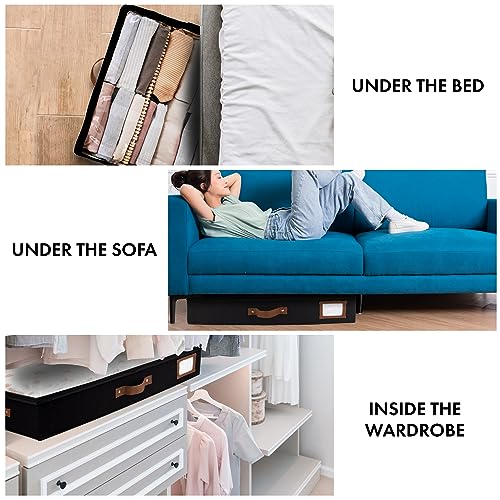 HOMELUX THEORY 2pc Under Bed Storage Containers, Bedroom Under the Bed Drawer Storage Organizer with Bins and Lids, Large Underbed Clothes Storage Box Ideal for Blanket, Fabric, & Shoes (Black) - color: Black, size: Large (2pc)