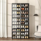 Vipbox Shoe Rack Organizer Cabinet for Closet Entryway,Clear Shoe Storage Boxes Stackable Sneaker Storage with Door Easy Assembly Black Shoe Cabinet with Lids Large 10 Tiers 40 Pairs - size: 10 Tiers 40 Pairs
