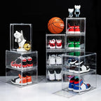 12 Pack Shoe Boxes, Clear Acrylic Stackable Plastic Sneaker Box Container, Magnetic Drop & Side Open Shoe Organizer Case Container With Lids Fits Up to Size 14 (Clear) - color: Clear