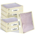 Panelee 6 Pcs 14 x 12 x 3 Inch Sweater Storage Bags Easy Gliding Zippered Sweater Package Organizer Closets Under The Bed Zippered Storage Bags with Label Pocket to Avoid Dust Dirt(Beige) - color: Beige