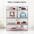 LALOBLUE Stackable Storage Drawers, 6 Pack Clear Acrylic Organizer Bins with Golden Handles, Multi-Size Plastic Drawers for Makeup, Vanity, Kitchen, Bathroom, Office, Pantry Organization and Storage - style: 6 Pack