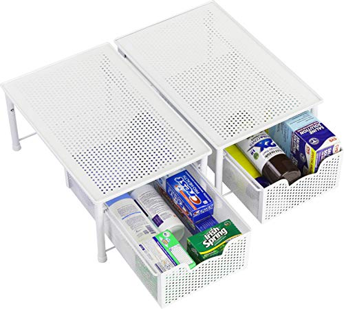 Simple Houseware Stackable Cabinet Basket Drawer Organizer, White - color: White, size: 1-Tier