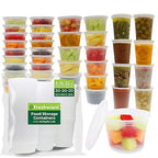 Freshware Food Storage Containers with Lids [8/16/32 oz x 20 each, 60 sets] Deli Containers, Microwave and Freezer Safe, Stackable, Leakproof, BPA Free, Clear - size: 8, 16, 32 oz [60 Set]