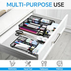 Desk Drawer Organizer, Office Drawer Divider Organizer Tray with 6 Compartments, Metal Mesh Desktop Organization and Accessories for Stationery Makeup Kitchen Toolroom School ＆ Office - size: Small-2 Pack