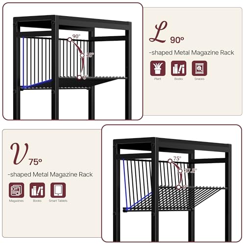 Narrow Side Table for Small Space, 3-Tier End Table with Magazine Holder, Slim Nightstand with Wire Shelf, Skinny Bedside Table in Living Room, Bedroom, Study, Kitchen and Balcony (Black) - color: Upgrade-black