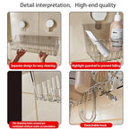 No Drill Bathroom Suction Storage Box, Strong Load-Bearing Shower Caddy Suction Cup Storage Rack with Drain Holes, Removable Hanging Wall Mount Shower Caddy Organizer for Bathroom, Kitchen