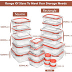 Razab 35 Pc Set Glass Food Storage Containers with Lids - Meal Prep Airtight Bento Boxes BPA-Free 100% Leak Proof (15 lids,15 glass & 5 Plastic Sauce/Dip Containers) - color: Cherry Red