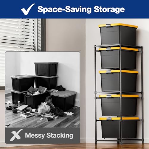 WORKPRO 5-Tier Tote Storage Rack, Heavy-Duty 27 Gallon Tote Storage Rack, 525 LBS Storage Bin Rack for Garage, Pantry, Kitchen, or Basement, Black, 30.5"x22.5"x69", 1 Pack - size: 1 Pack