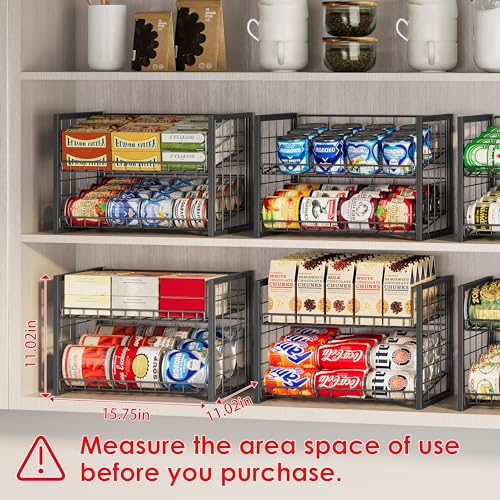 X-cosrack 2-Tier Stackable Can Organizer for Pantry, 3 Packs Adjustable Pantry Organizer Storage for Canned Food Goods Soda, Sturdy Canning Rack Can Dispener Storage Holder for Pantry Kitchen, Black - size: 3 Packs 6 Tier