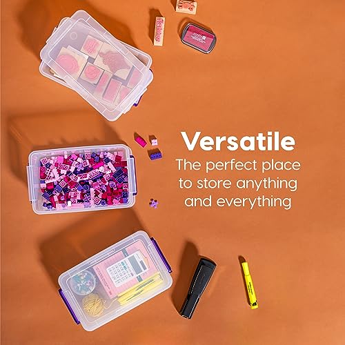 IRIS USA 3 Qt. Plastic Craft Storage Container Bins with Lids, 10 Pack, Small Art & Office Supply Organizer Tote, Sensory Bins & Boxes for Home & University, Stackable, Secure Latch Buckles, Clear - size: 3 Qt. - 10 Pack, style: STACK