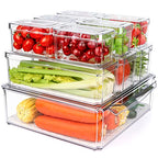 10 Pack Refrigerator Pantry Organizer Bins, Stackable Fridge Organizer Bins with Lids, Clear Plastic Food Storage Bins for Kitchen, Countertops, Cabinets, Fridge, Drinks, Fruits, Vegetable, Cereals - size: 10-PACK