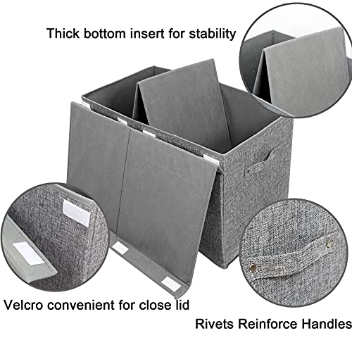 popoly Large Toy Box Storage with Lid, Collapsible Sturdy Toy Chest Storage Bin Box with Rivets Handles for Kids, Boys, Girls, Nursery, Playroom, Living Room, Bedroom, 25"x 13" x 16" (Linen Gray) - color: Large Grey