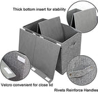 popoly Large Toy Box Storage with Lid, Collapsible Sturdy Toy Chest Storage Bin Box with Rivets Handles for Kids, Boys, Girls, Nursery, Playroom, Living Room, Bedroom, 25"x 13" x 16" (Linen Gray) - color: Large Grey