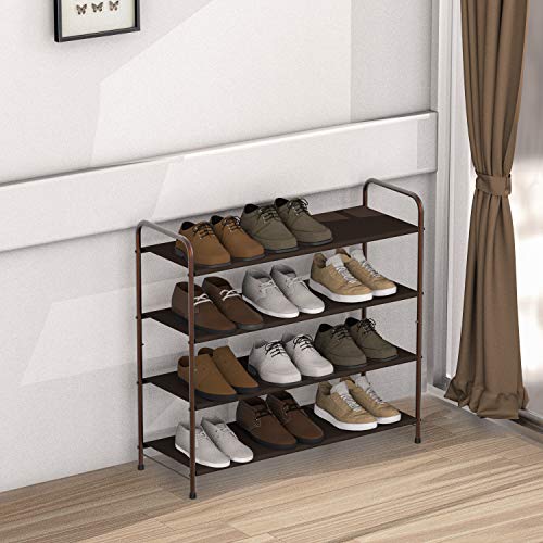Simple Houseware 4-Tier Shoe Rack Storage Organizer, Bronze - color: Bronze, size: 4-Tier