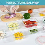 Vtopmart 8 Pack Glass Food Storage Containers with Airtight Lids, Glass Meal Prep Containers, Lunch Containers for Microwave, Oven, Freezer and Dishwasher, BPA Free - color: Pink