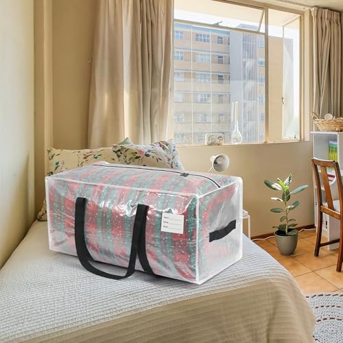 VTSVTS 8 Pack Extra Heavy Duty Large Moving Bags with Comfortable Handle & Strong Zipper,Storage Totes for Space Saving Moving Storage College Supplies Alternative to Moving Box,Clear - color: Clear, size: 8 Pcs