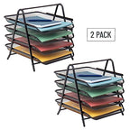 Mind Reader 4-Tier Paper Tray, Desktop Organizer, File Storage, Office, Metal Mesh, 12" L x 13.75" W x 12.5" H, Pack of 2, Black - style: 4-Tier