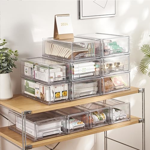 clear Drawer-Type Plastic Storage Box Bins Organizer，Family First Aid Kits Medicine cabinet Box Organizer,Closet ，Shelf，Ointments, Adhesive Bandages，Cosmetics,Office Items (clear, 2M) - size: 2M