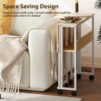 GarveeHome Folding Desk Small Rolling Desk with Storage Shelf,31.5 Inch Foldable Computer Table with Wheels,Portable Office Desk for Small Space Sofa Table,Easy to Fold - color: 31.5" Oak