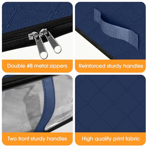 StorageRight Under Bed Storage Bags 3 Pack, 40L Large Clothes & Comforter Storage Containers with Clear Window, Breathable Fabric Organizer for Blankets, Bedding, Seasonal Clothing, Blue - color: Blue, size: 3 Pack