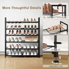 6 Tier Metal Shoe Rack, Tall Shoe Organizer Holds 24-30 Pairs, with Adjustable Flat or Angled Shelves, Shoe Storage Shelf for Closet, Entryway, Garage, Black - size: 6-Tier