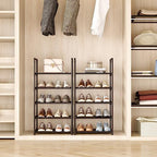5-Tier Small Shoe Rack,Stackable Shoe Shelf Storage Organizer for Entryway Hallway Closet Bathroom Living Room(Black-5Tier) - color: Black-5tier